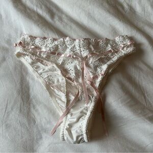 For love and lemons xxs white pink ribbon panties embroidered